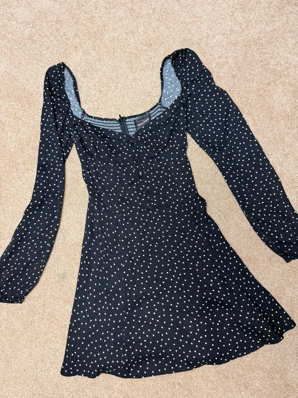 Reformation Black Polka‎ Dot Sweetheart Mini Dress Size 6 Preowned